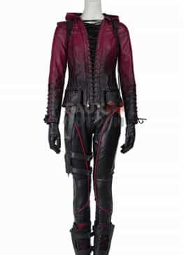 Arrow Season 04 Willa Holland (Thea Queen) Leather Hooded Jacket 